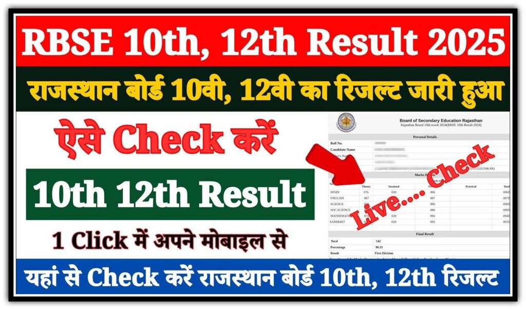 Rajasthan Board 10th Result 2025 Out